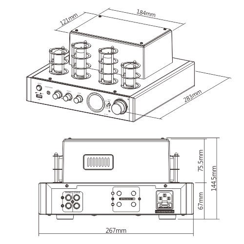 2 x 25W Class AB Advanced Bluetooth Tube Amplifier