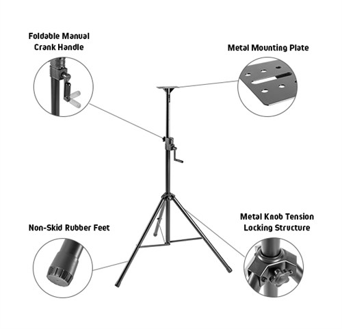 Heavy-Duty PA Speaker Tripod Stand with Folding Hand Crank