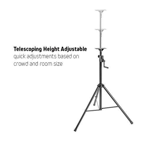 Heavy-Duty PA Speaker Tripod Stand with Folding Hand Crank