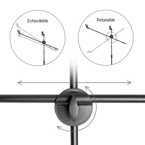 Economical 360° Rotatable Boom Microphone Tripod Stand with 2 Mic Clip Holders