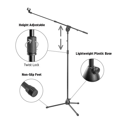 Telescopic Boom Microphone Tripod Stand
