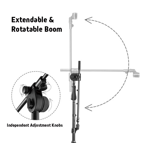 Telescopic Boom Microphone Tripod Stand with Hand Clutch