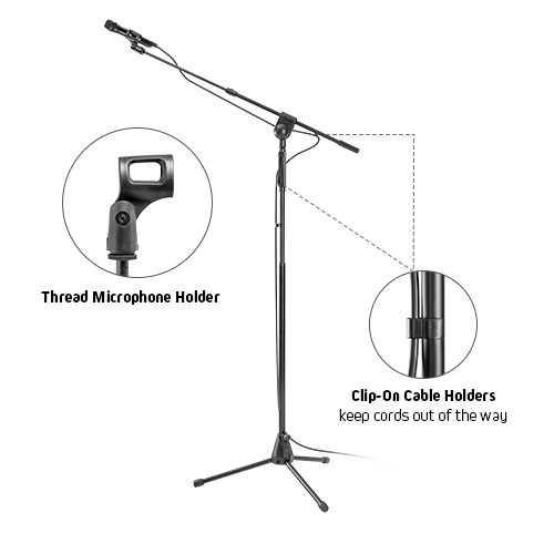 Telescopic Boom Microphone Tripod Stand with Hand Clutch