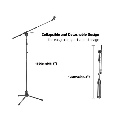 Telescopic Boom Microphone Tripod Stand with Hand Clutch