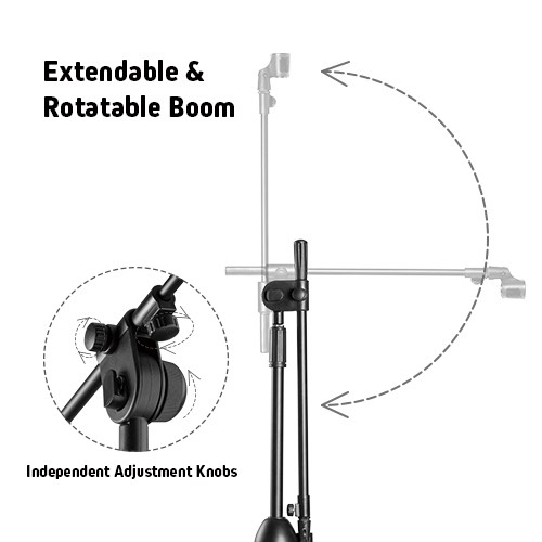 Heavy-Duty Telescopic Boom Microphone Tripod Stand