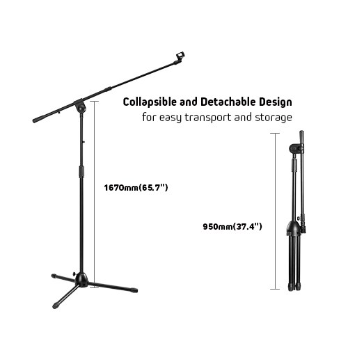 Heavy-Duty Telescopic Boom Microphone Tripod Stand