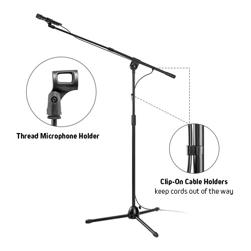 Heavy-Duty Telescopic Boom Microphone Tripod Stand