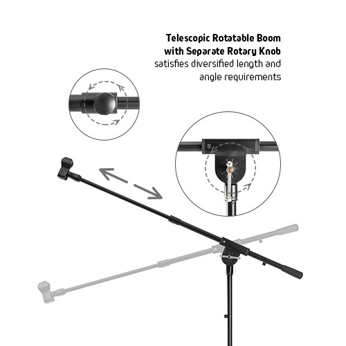 Premium Heavy-Duty Telescopic Boom Microphone Tripod Stand