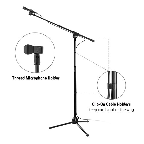 Premium Heavy-Duty Telescopic Boom Microphone Tripod Stand