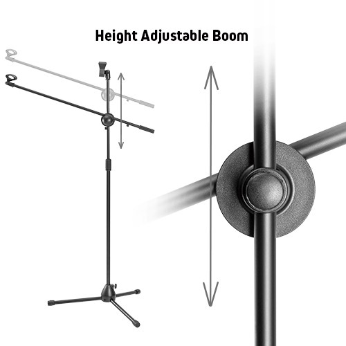 Classic 360° Rotatable Boom Microphone Tripod Stand with 2 Mic Clip Holders