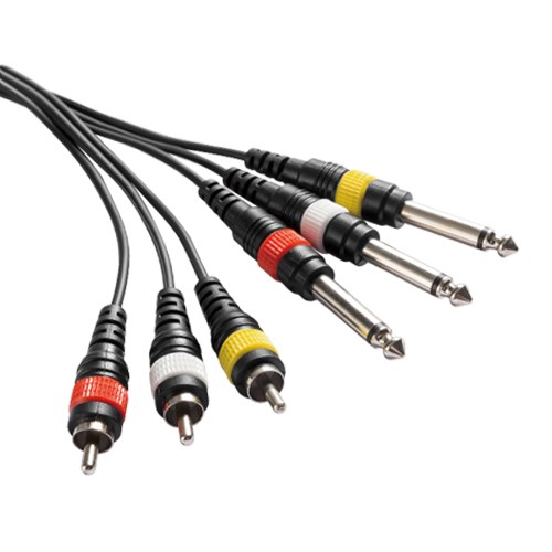 Three RCA Male to Three 6.3mm (1/4