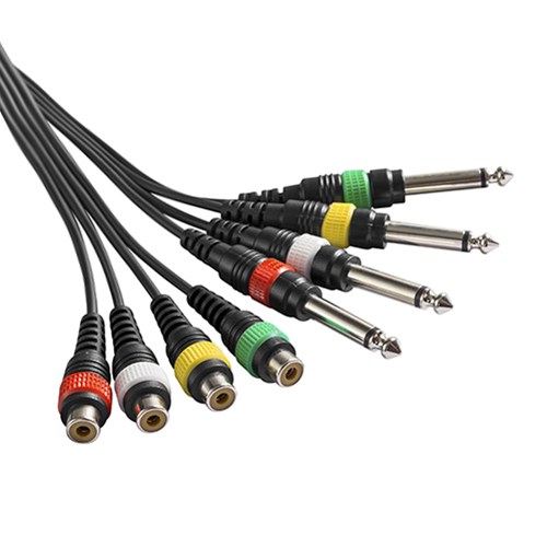 Four RCA Female to Four 6.3mm (1/4 Inch TS) Male Patch Cable (1.5M/5 Feet) 