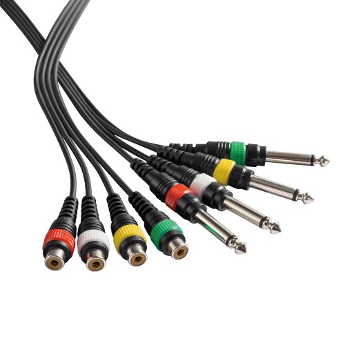 Four RCA Female to Four 6.3mm (1/4 Inch TS) Male Patch Cable (1.5M/5 Feet) 