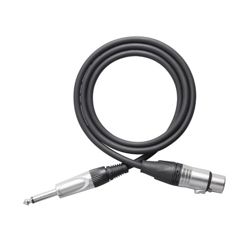 1M Microphone Cable - 3 Pin XLR Female to 6.3mm (1/4 Inch TS) Mono Male Plug