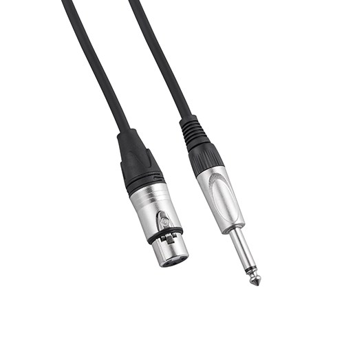 1M Microphone Cable - 3 Pin XLR Female to 6.3mm (1/4 Inch TS) Mono Male Plug