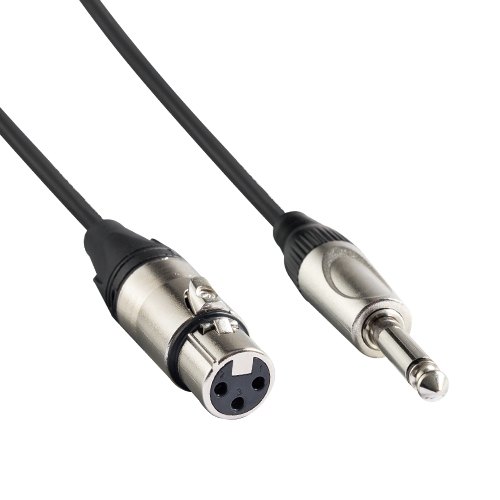 1M Microphone Cable - 3 Pin XLR Female to 6.3mm (1/4 Inch TS) Mono Male Plug