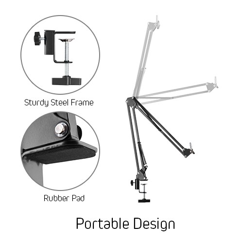 Condenser Microphone and Clamp-On Mic Boom Arm Stand Bundle